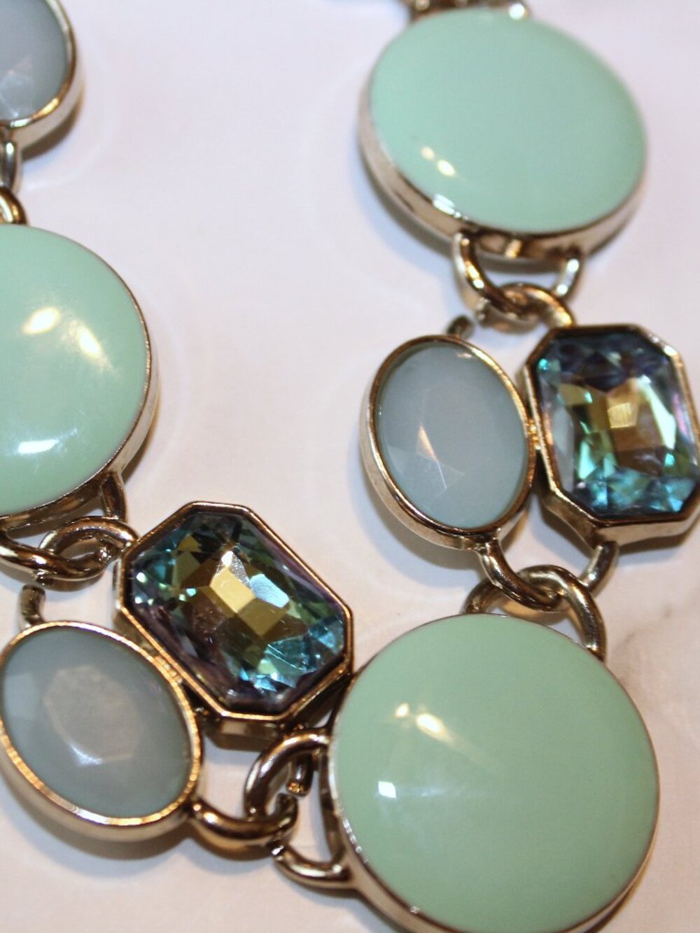 Paparazzi "Dreaming in MULTICOLOR" Mint Green Statement Necklace & Bracelet Set - Picture 4 of 7